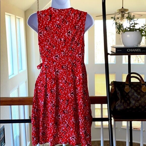 UNIVERSAL THREAD Red Floral Sleeveless Wrap Dress Size S - Picture 6 of 11